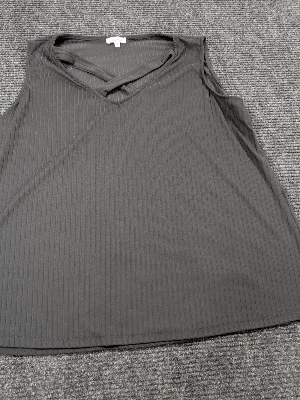 white birch Black Ribbed V-Neck Crisscross Tank